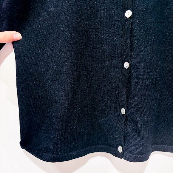CARDUCCI Black Beaded Button-Front Cardigan | Classic Knit Top | Medium * - Picture 5 of 8